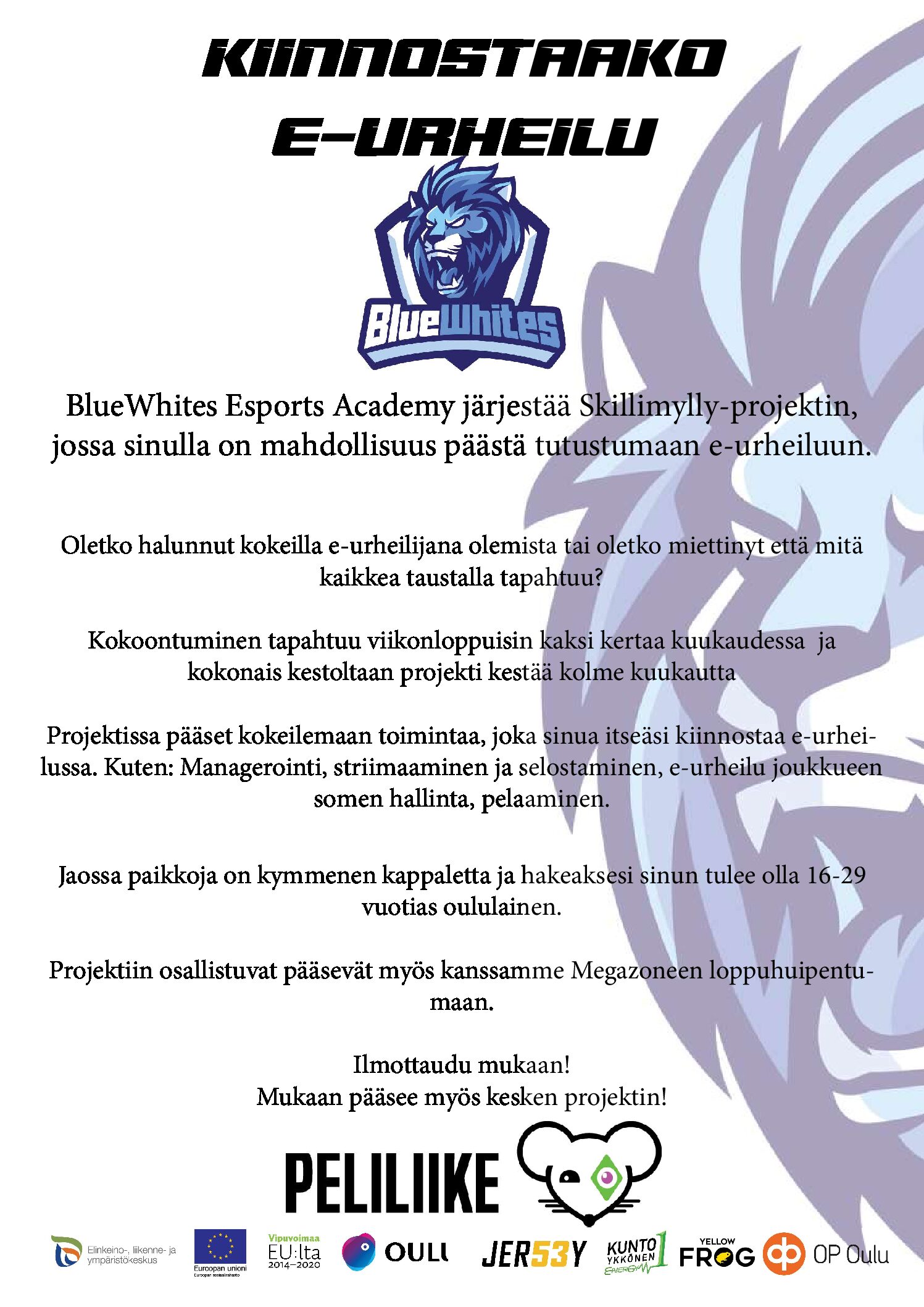 BlueWhites ja Peliliike yhteistyössä kesäkuussa alkavassa “Esports tutuksi” hankkeessa